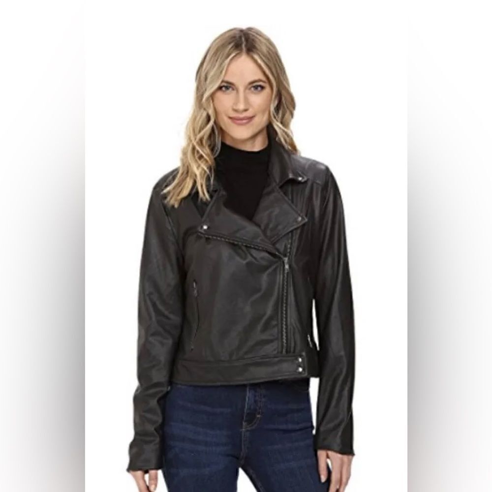 NEW! Lysse BLK Belfast Faux Leather Moto Jacket m‎